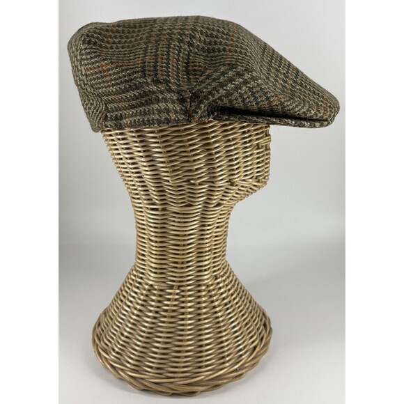 Gala Forest Cap Hat Green Tan Houndstooth Mens 7" Wool Scotland - Picture 4 of 6